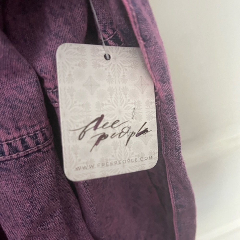 Free People We The Free Jenny Denim Tunic purple small tie waist S Jean - Picture 6 of 7